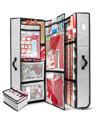 Premium Holiday Gift Wrapping Paper & Accessories Storage Organizer Box - X-Large with Wheels & 2 removable Storage Bins