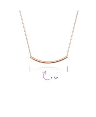 Minimalist Delicate Thin Sideways Horizontal Round Tube Curved Bar Slide Pendant Necklace Sterling Silver