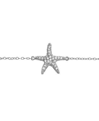 Vacation Beach CZ Starfish Anklet Ankle Bracelet Sterling Silver
