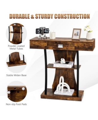 Console Table with Drawer and 2-Tier Shelves for Entryway Living Room