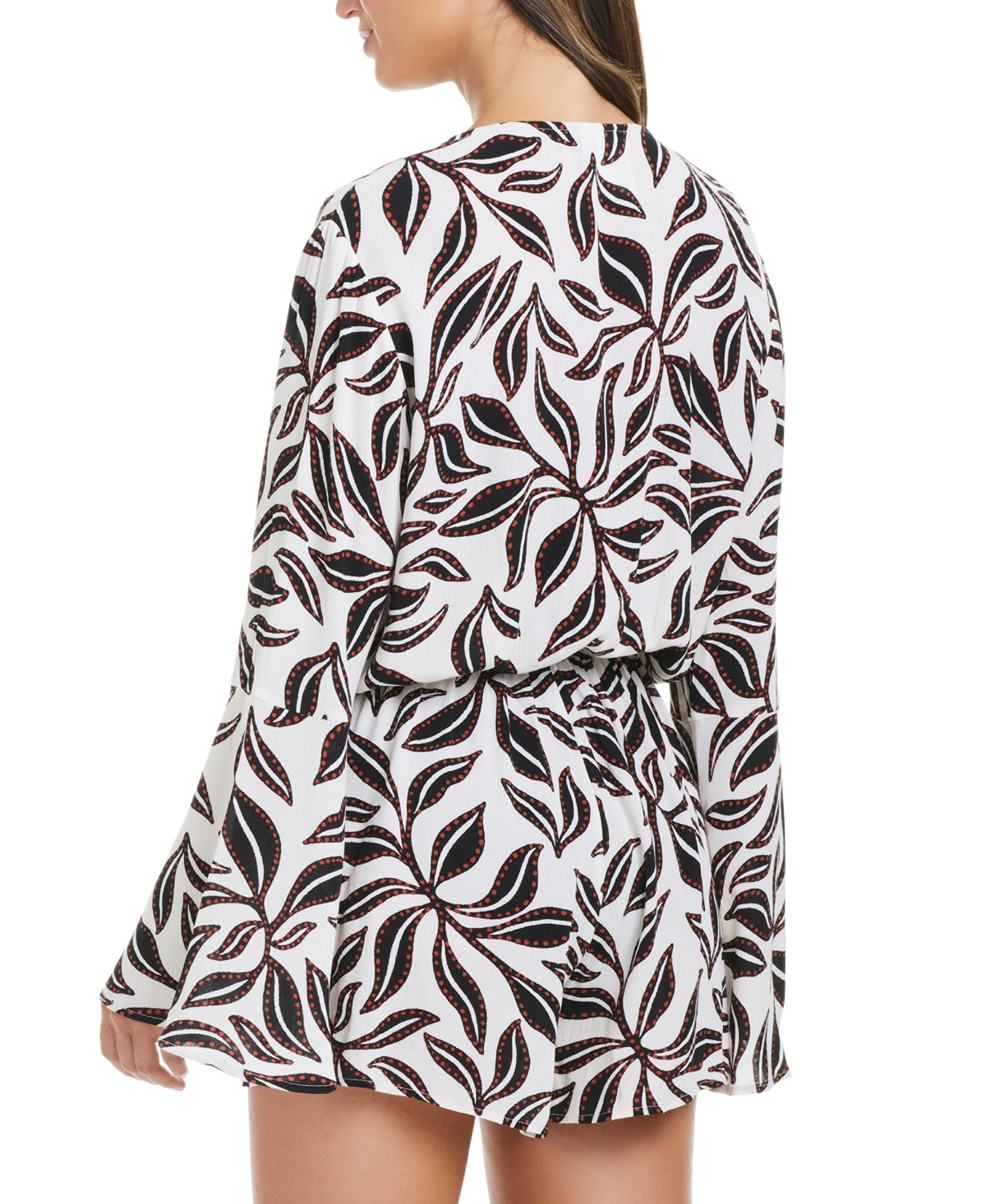 Bar Iii Women's Resort Daze Printed Bell-sleeve Romper, Exclusively At Macy's In Ivory