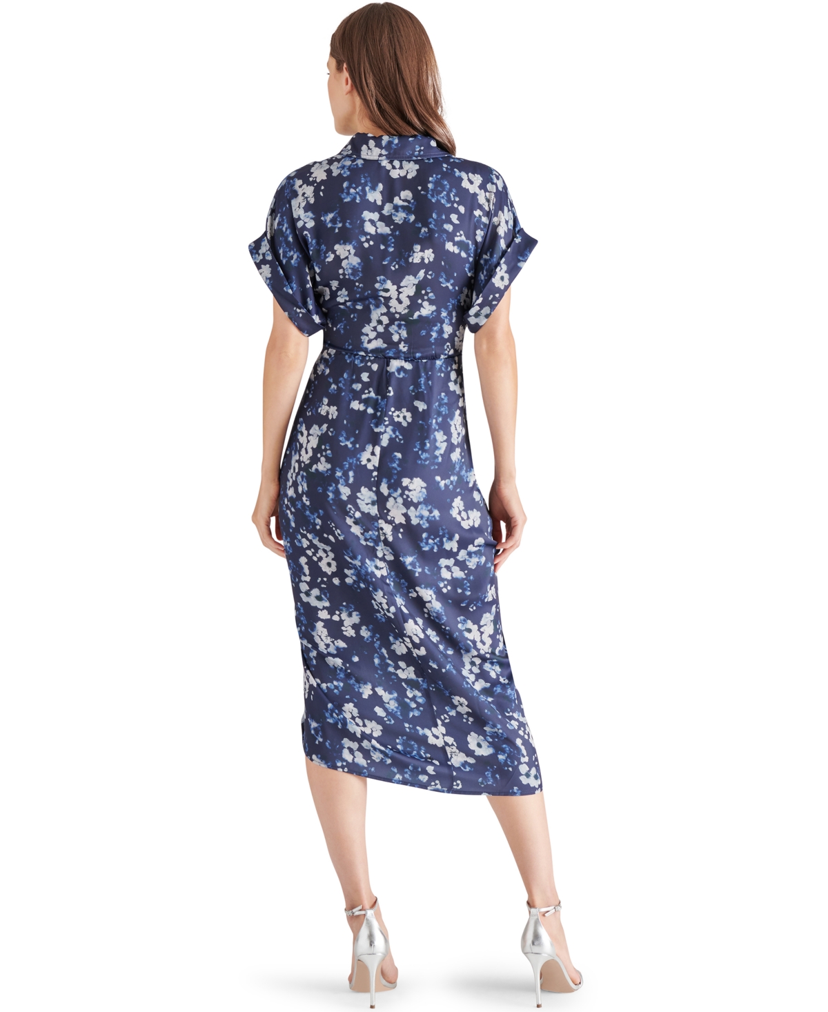 Steve Madden Tori Floral Print Shirtdress In Indigo