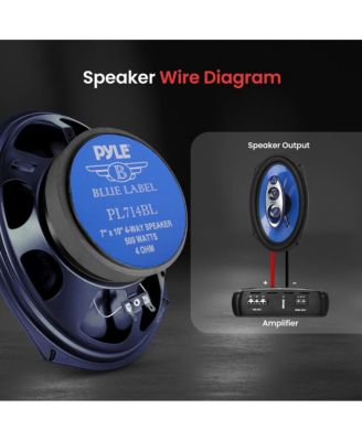 7'' x 10'' Four-Way Quadriaxial Car Speakers, 500W, Blue (Pair)