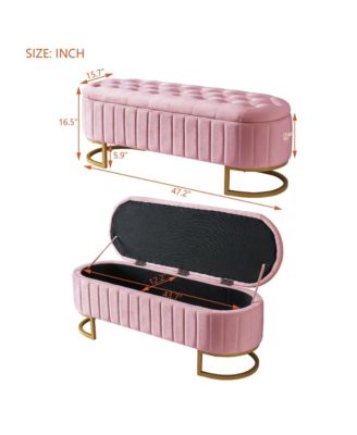 Elegant Velvet Upholstered Storage Ottoman Bench with Sturdy Metal Legs for Bedroom or Living Room-The Pop Home