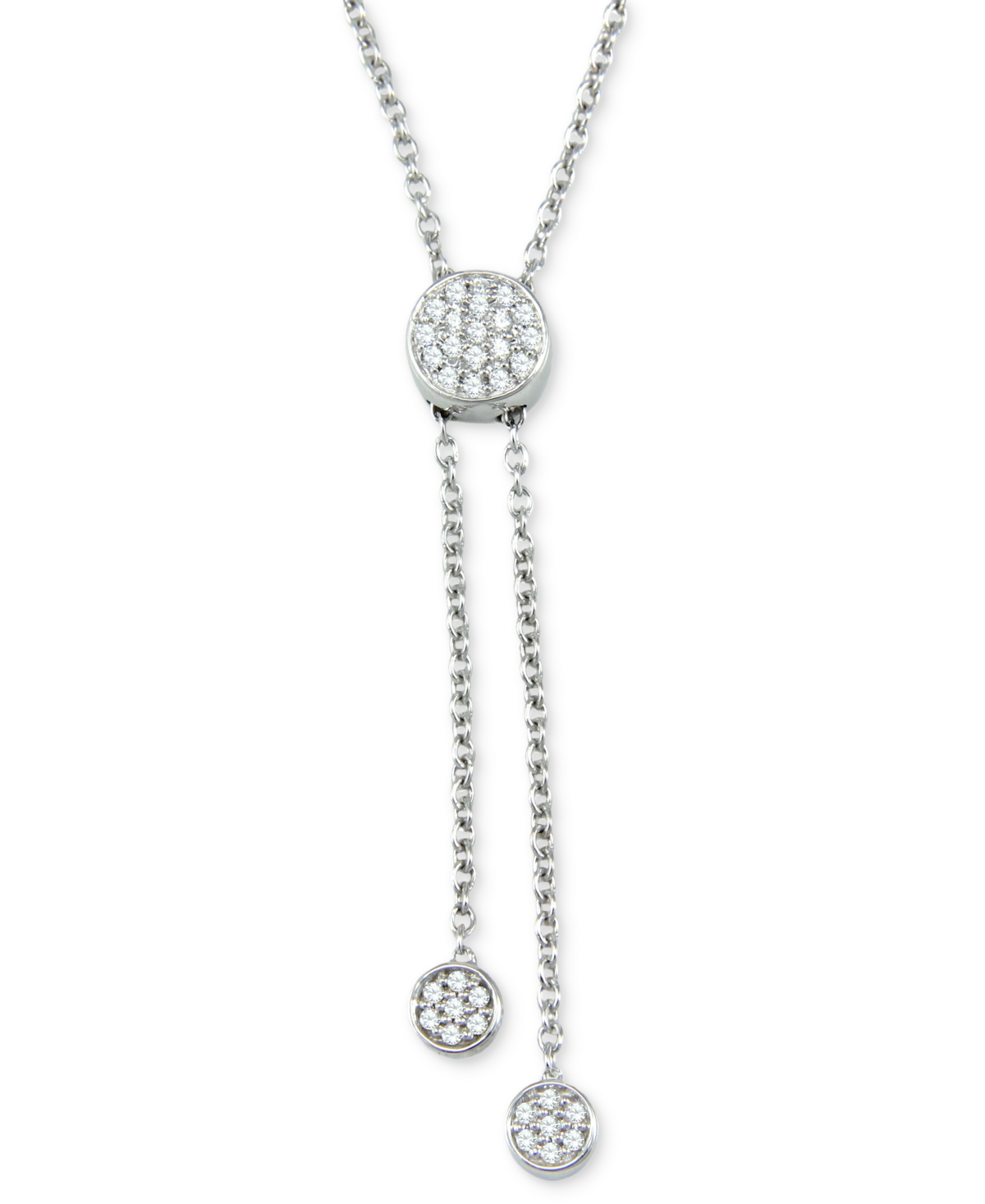 Macy's Diamond Circle Cluster Lariat Necklace (1/4 Ct. T.w.) In Sterling Silver, 16" + 2" Extender In Sterling Silver