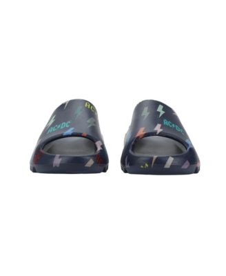 Men's ACDC Rainbow Thunderbolt Logos Blue Slide Sandals-Large