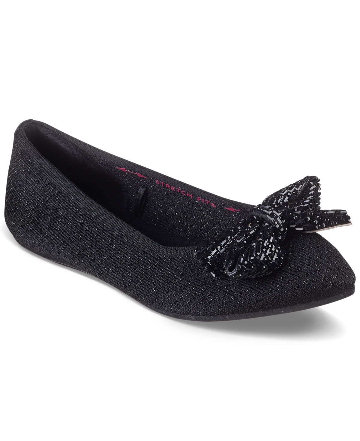 Women's Cleo Point Bow - Shimmery Shine Skimmer Flats from Finish Line - Black