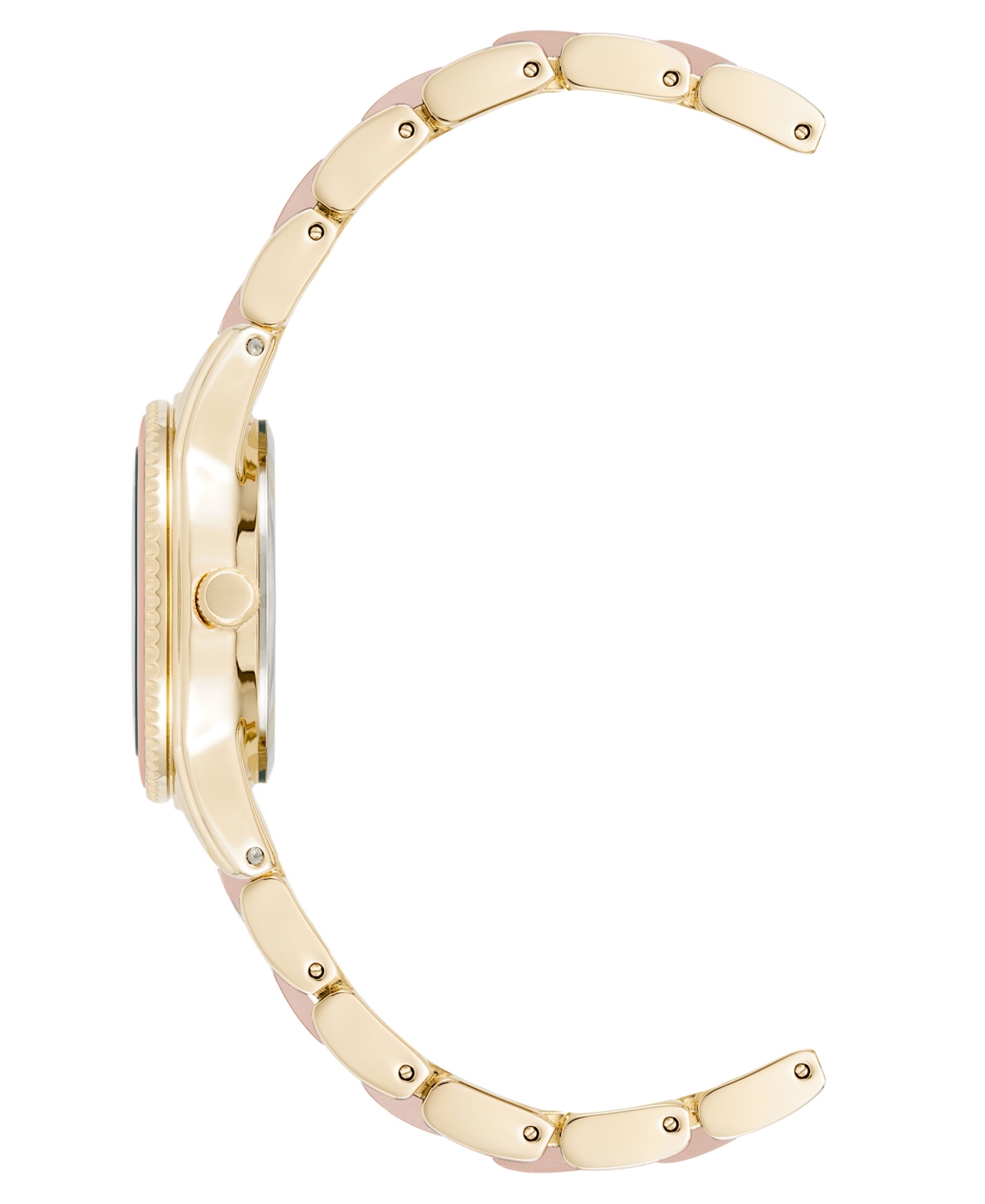 Anne Klein Women's Quartz Light Pink Pearlescent Acetate And Gold-tone Metal Alloy Link Bracelet Watch, 30mm