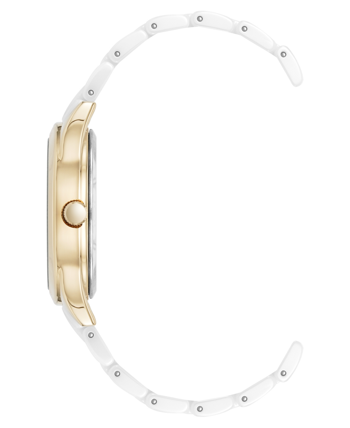 Anne Klein Women's Quartz White Ceramic Oval Diamond Dial Watch, 27mm