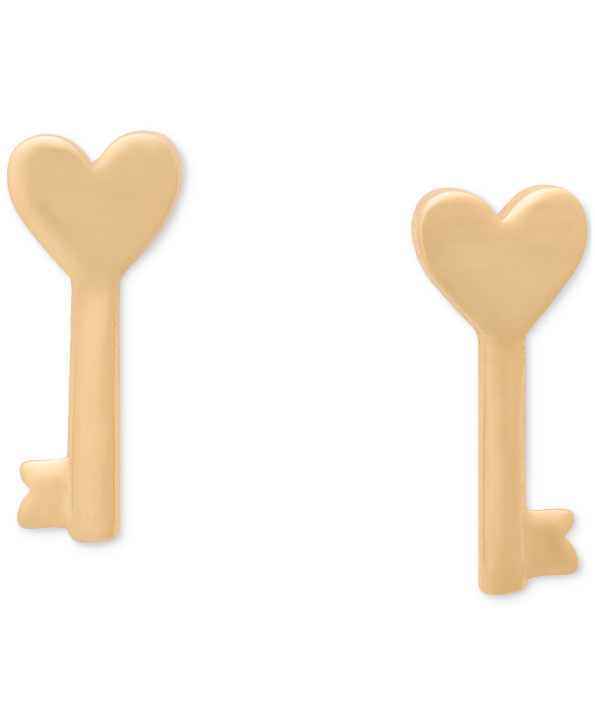Shop Kate Spade Gold-tone Polished Heart Key Stud Earrings