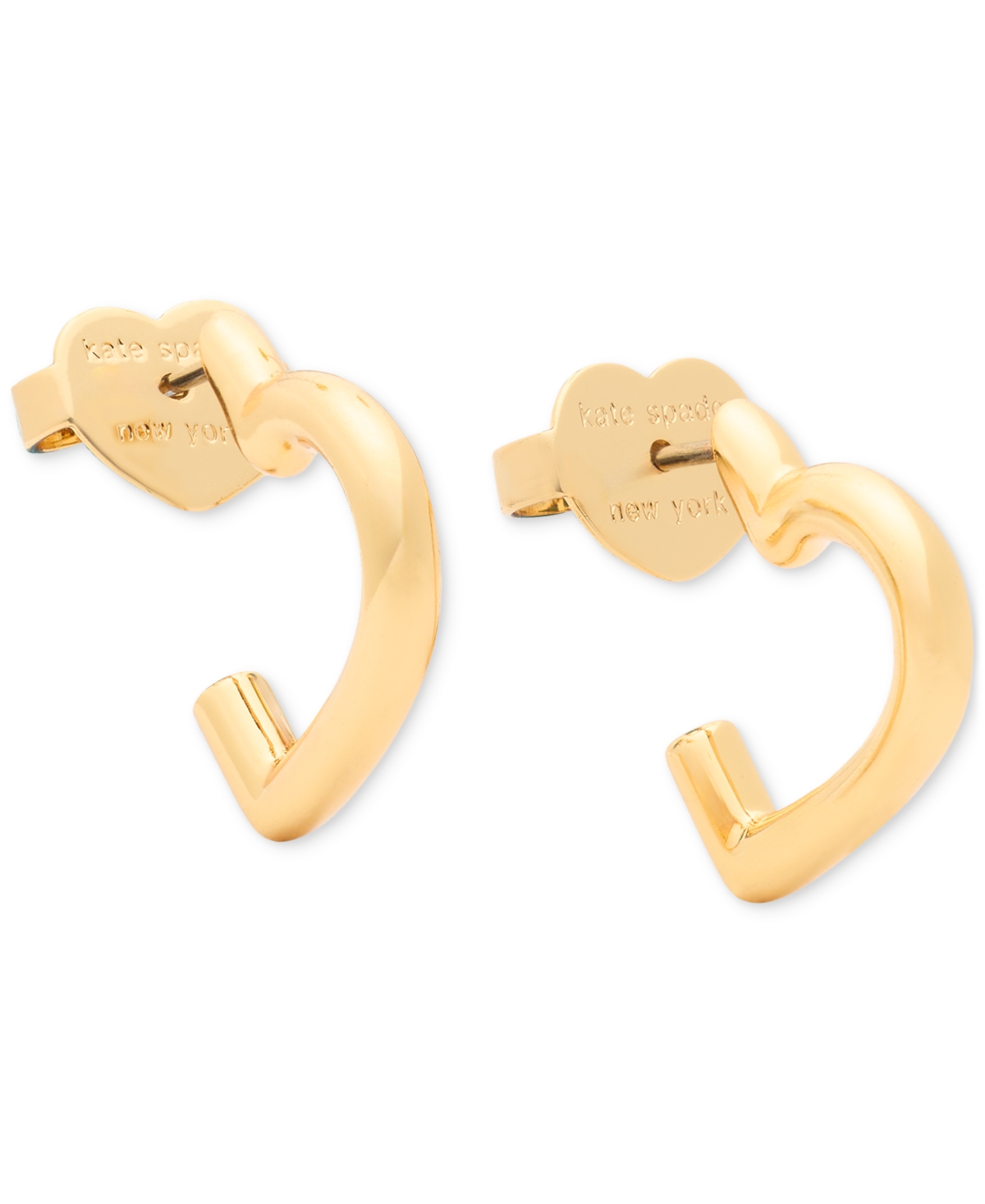 Shop Kate Spade Polished Heart Huggie Hoop Earrings, 0.63" In Gold