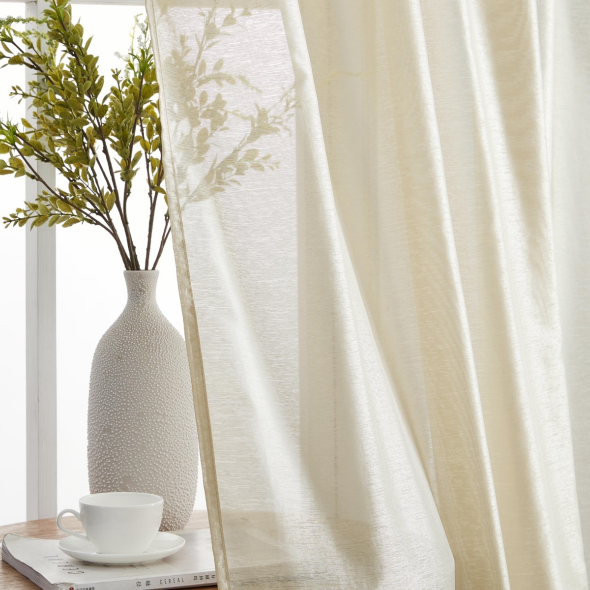 Hlc.me Lauren Semi Sheer Light Filtering Transparent Pocket Top & Back Tab Lightweight Window Curtains Drapery Panels Bedroom & Living Room