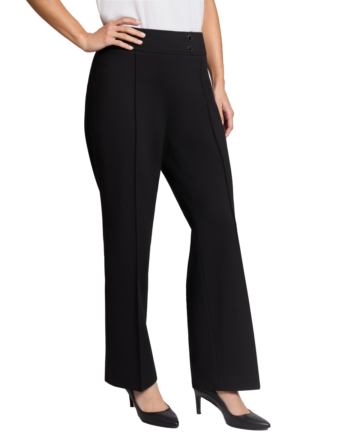 Jones New York Solid Stretch Pull-on Straight Leg Pant In Jones Black