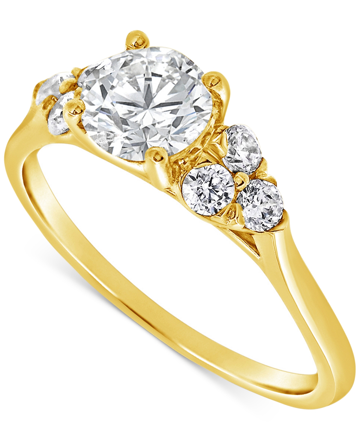 Macy's Diamond Shoulder Cluster Engagement Ring (1 Ct. T.w.) In 14k Gold In Yellow Gold