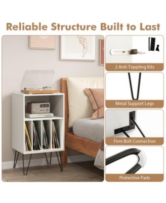 Record Player Stand with Charging Station for Living Room Bedroom