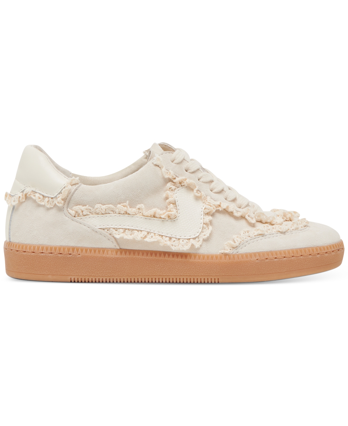 Dolce Vita Notice Lace Trim Sneaker In Ivory Suede Lace