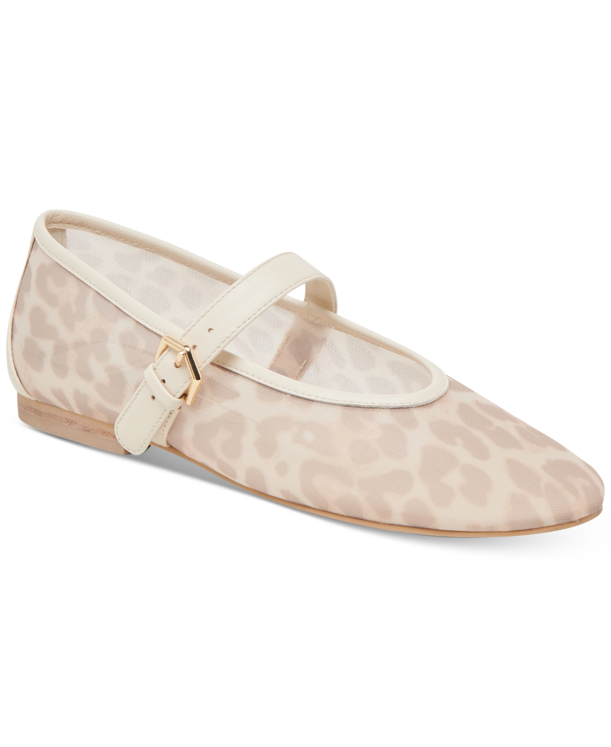 Dolce Vita Women's Roslyn Mesh Mary Jane Flats In White Leopard Mesh