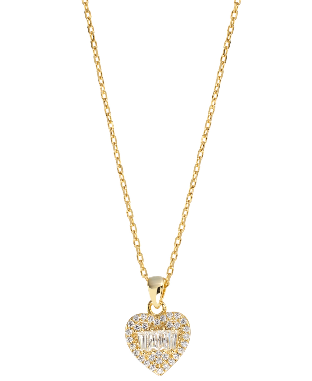 MACY'S CUBIC ZIRCONIA MIXED CUT HEART PENDANT NECKLACE (1/2 CT. T.W.) IN STERLING SILVER (ALSO AVAILABLE IN 