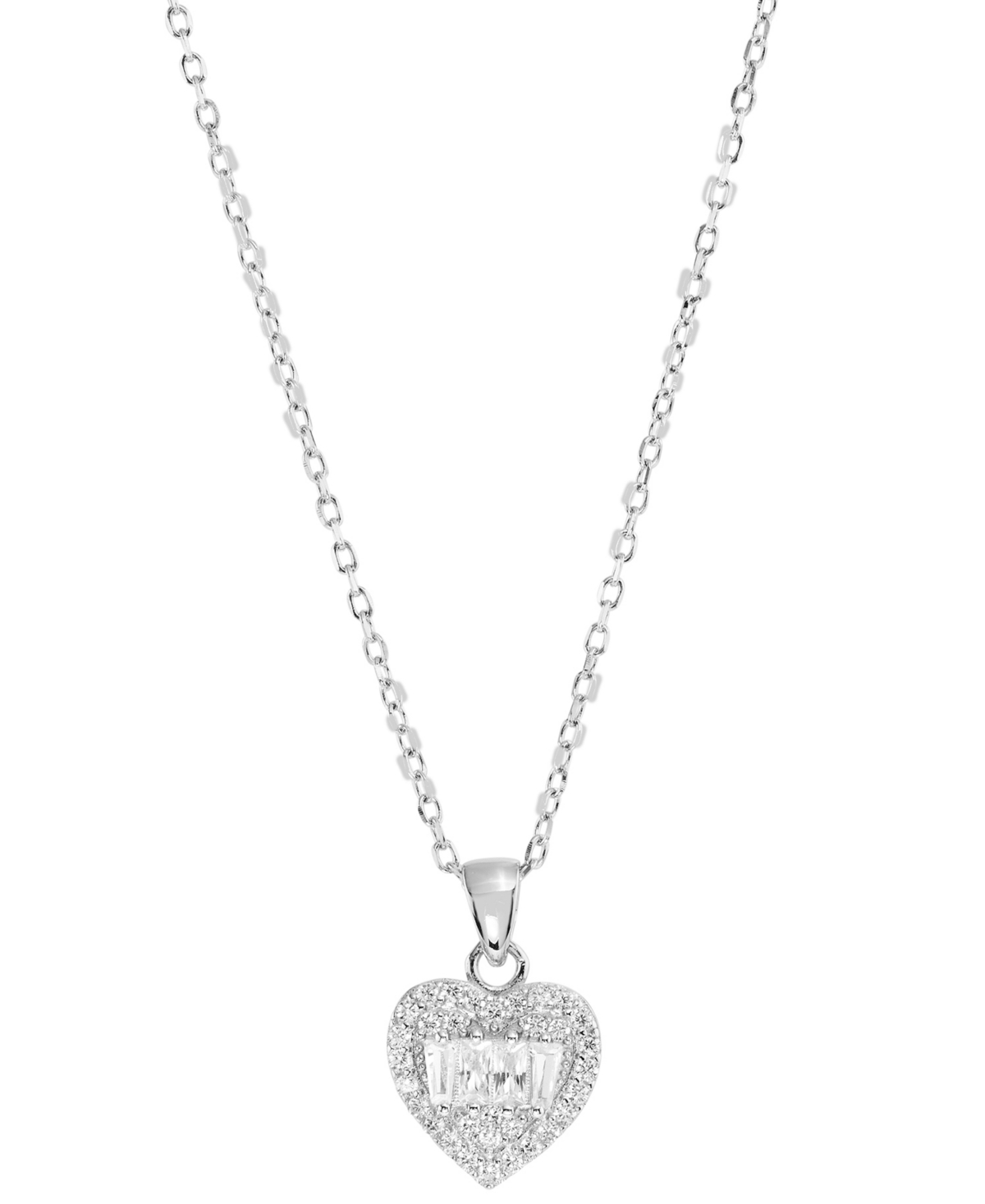 Macy's Cubic Zirconia Mixed Cut Heart Pendant Necklace (1/2 Ct. T.w.) In Sterling Silver (also Available In In Silver