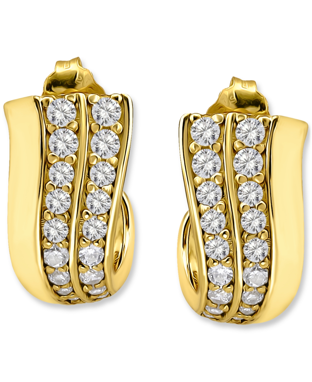 Giani Bernini Pave Cubic Zirconia J Hoop Earrings (7/8 Ct. T.w.) In 18k Gold Over Sterling Silver, Exclusively At In Silver