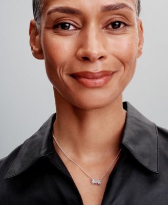 Sterling Silver Sparkling Bow Necklace