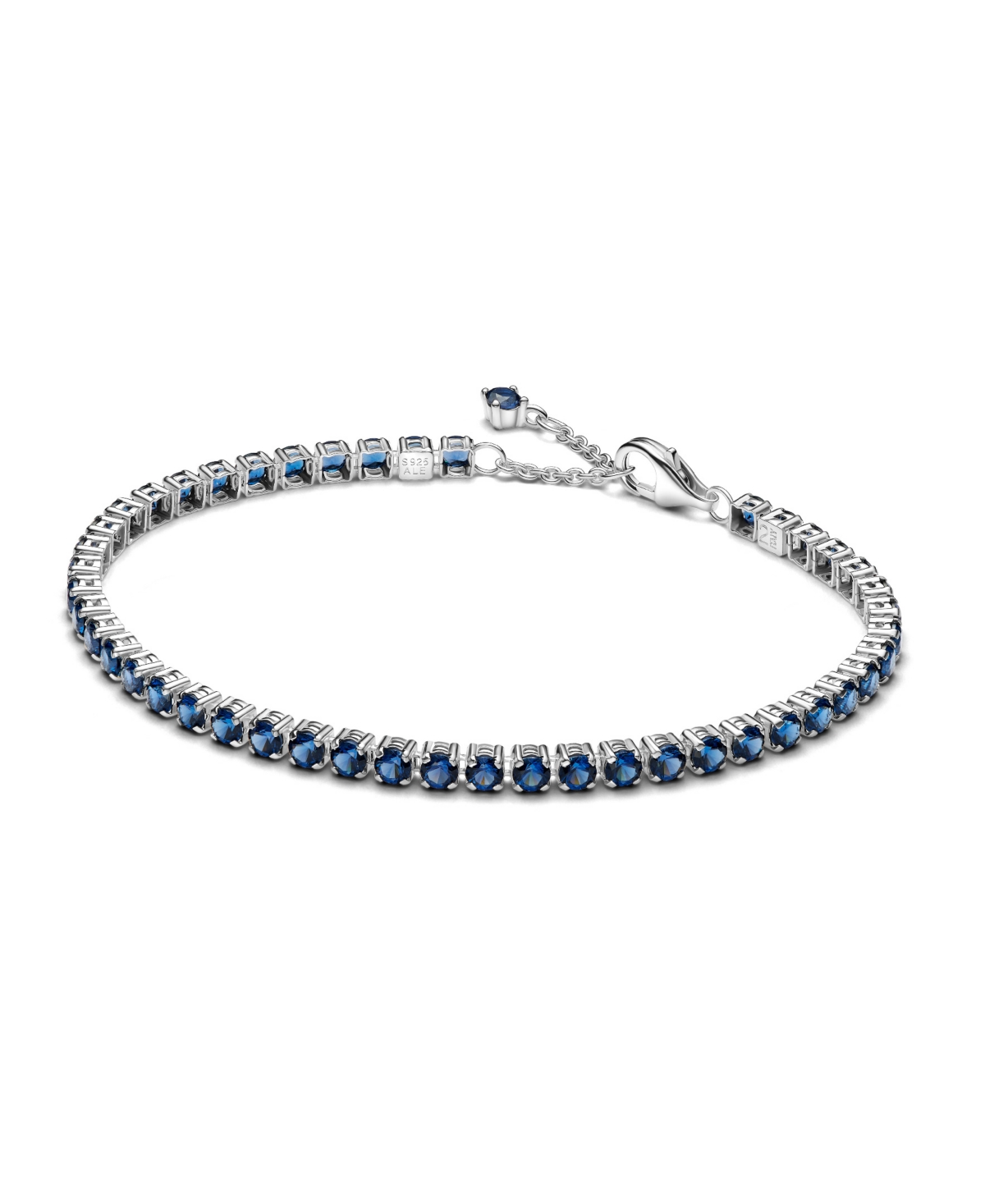 Sterling Silver Sparkling Blue Tennis Bracelet - Blue