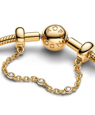 Gold-Plated Triple Clear Stone Safety Chain Charm