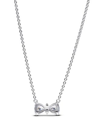 Sterling Silver Sparkling Bow Necklace