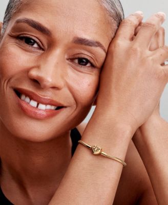 Gold-Plated Family Tree Heart Clasp Snake Chain Bracelet