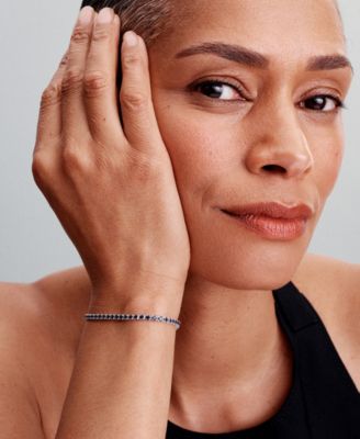 Sterling Silver Sparkling Blue Tennis Bracelet