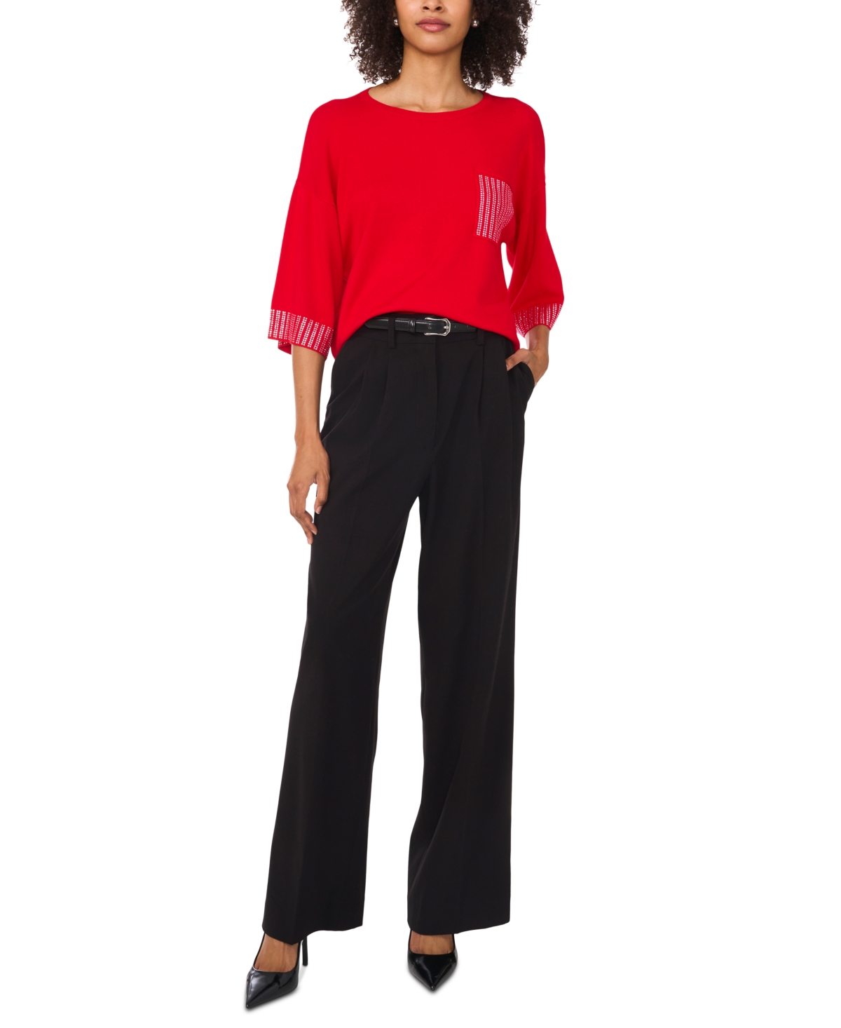 VINCE CAMUTO WOMEN'S RHINESTONE-TRIM TOP 