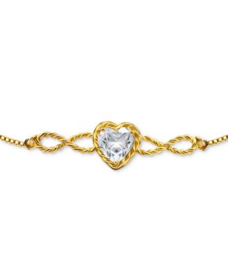 Heart Cubic Zirconia Infinity Link Bolo Bracelet (1-7/8 ct. t.w.) in 18k Gold Over Sterling Silver, Exclusively at Macy's