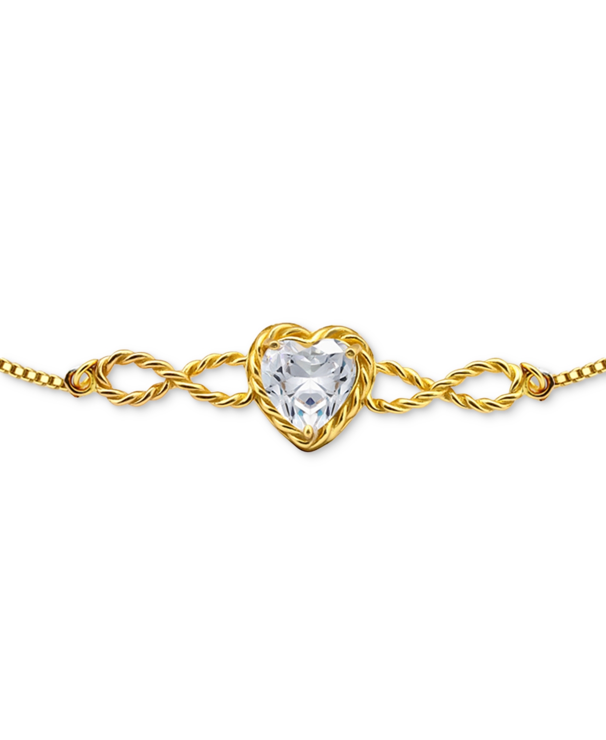 Giani Bernini Heart Cubic Zirconia Infinity Link Bolo Bracelet (1-7/8 Ct. T.w.) In 18k Gold Over Sterling Silver, In Gold