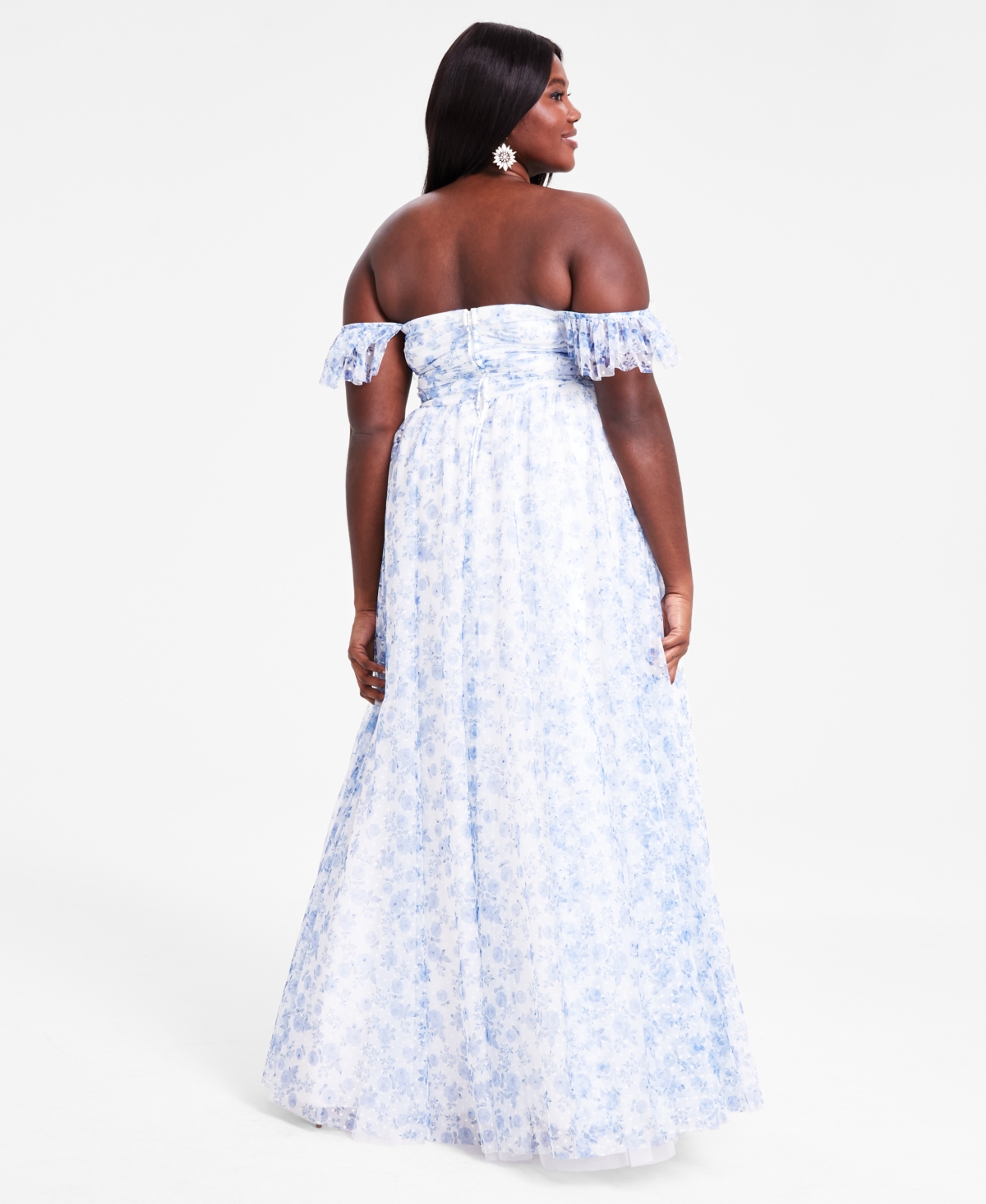 CITY STUDIOS TRENDY PLUS SIZE OFF-THE-SHOULDER BALL GOWN, CREATED FOR MACY'S 