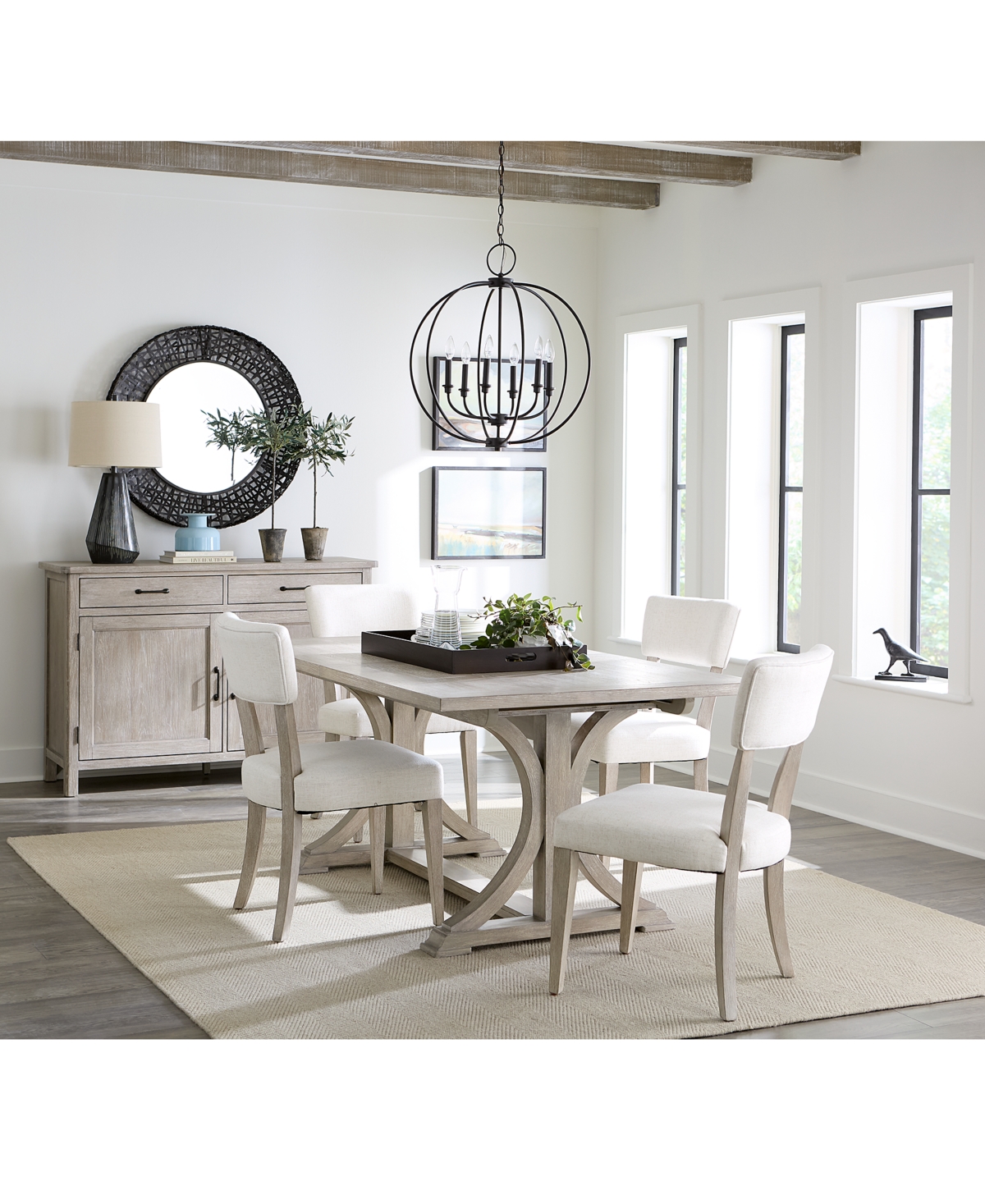 MACY'S SADIE 5-PC. RECTANGULAR DINING SET (TABLE & 4 UPHOLSTERED SIDE CHAIRS), CREATED FOR MACY'S 