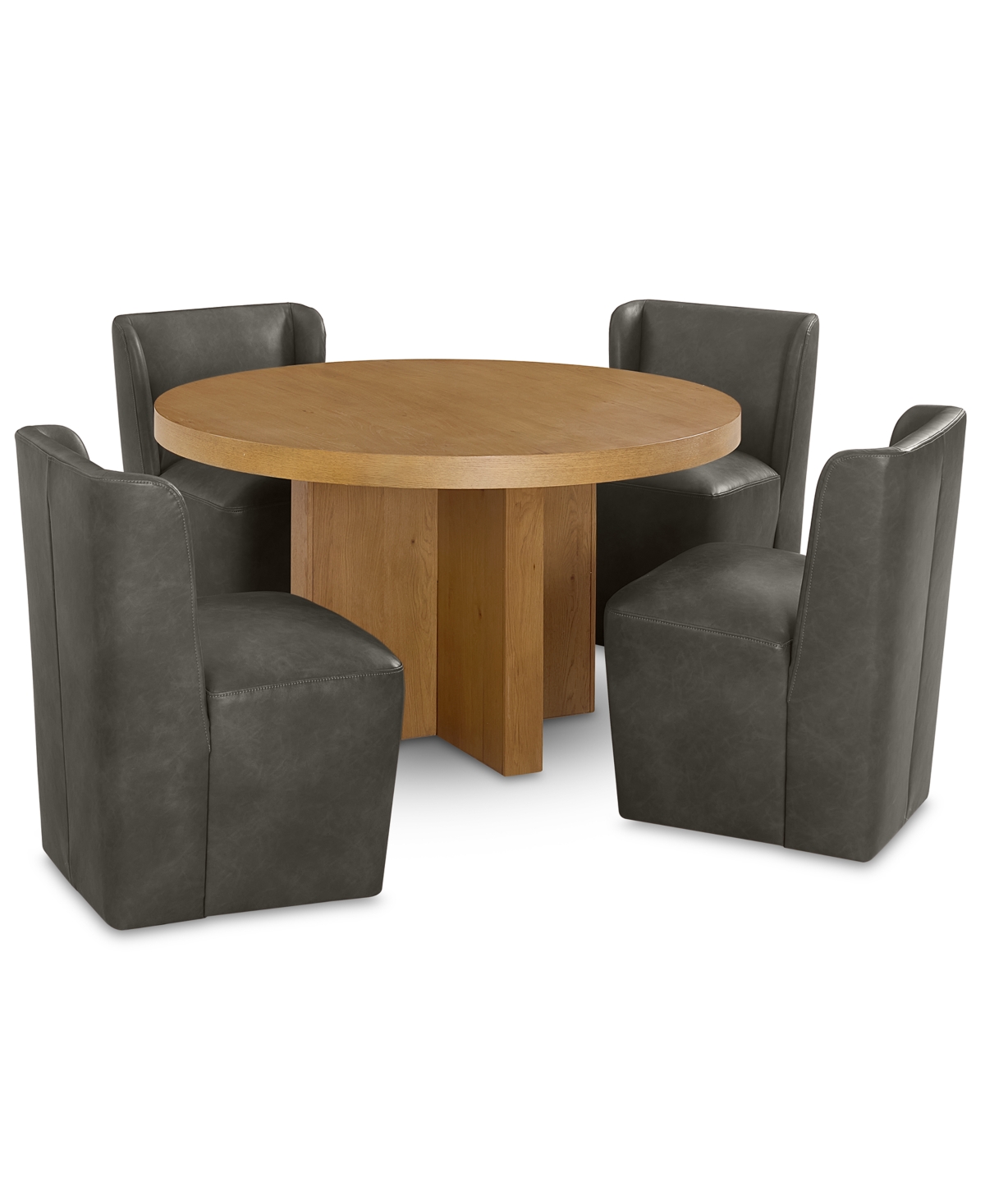 Macy's 5 Pc. Dining Set (davie Round Table & 4 Seham Chairs), Created For  In Slate