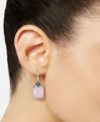 Agate (13 ct. t.w.) & Marcasite (1/5 ct. t.w.) Drop Earrings in Sterling Silver