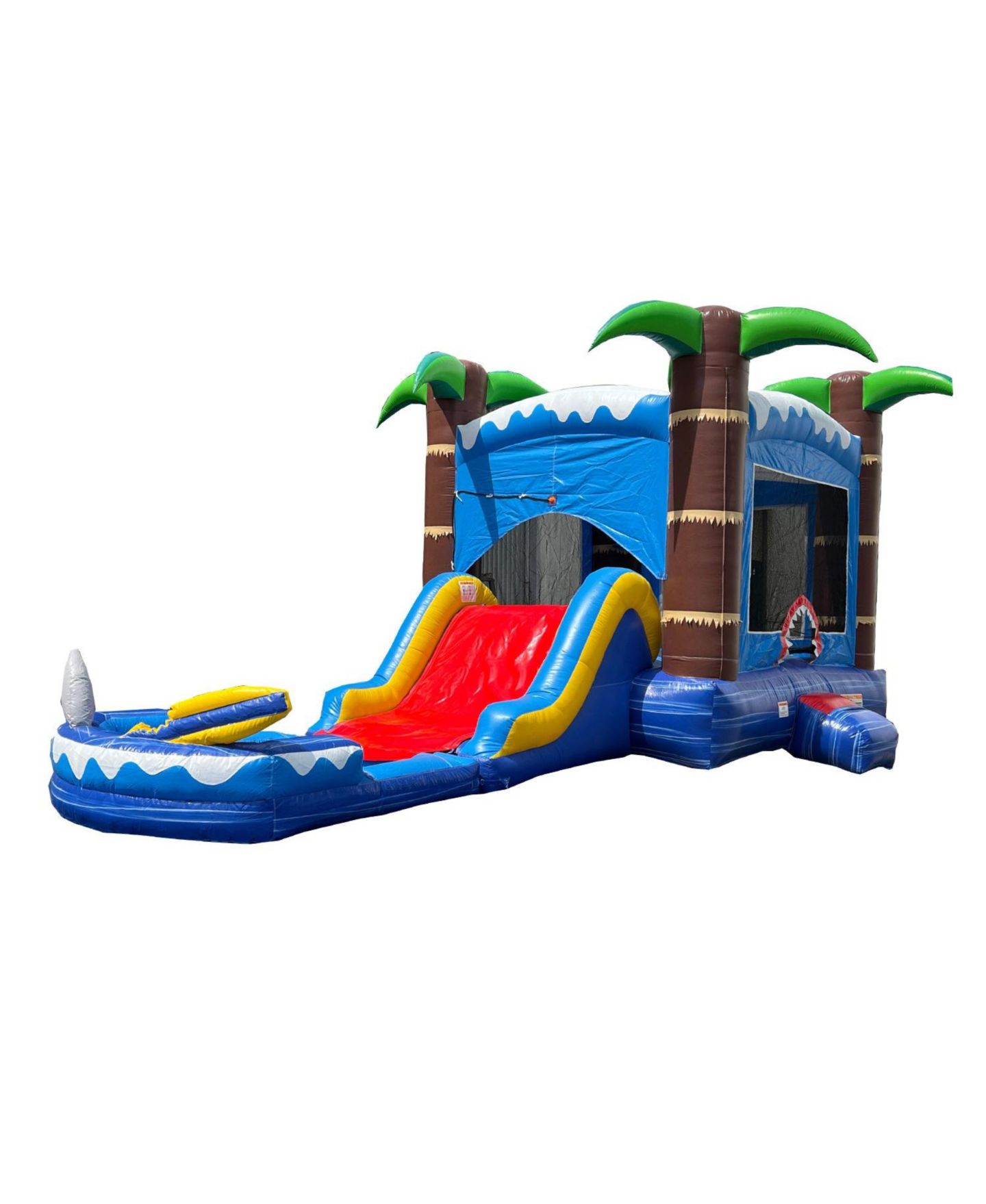 Детская игрушка HERO Kiddo Ocean Shark Vinyl Commercial Grade Bounce House Water Slide Combo with Attached Splash Pool, Up to 6 Users, Ages 3+, цвет: Синий / Красный — фото 1