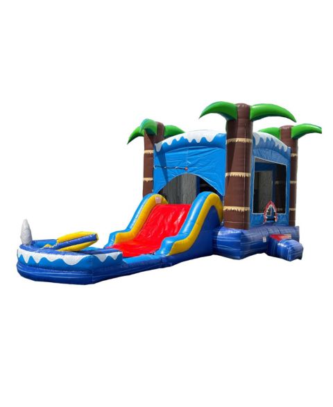 Детская игрушка HERO Kiddo Ocean Shark Vinyl Commercial Grade Bounce House Water Slide Combo with Attached Splash Pool, Up to 6 Users, Ages 3+, цвет: Синий / Красный