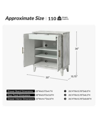 Eusebio Traditional Accent Cabinet with Hidden Drawer and Tapered Legs