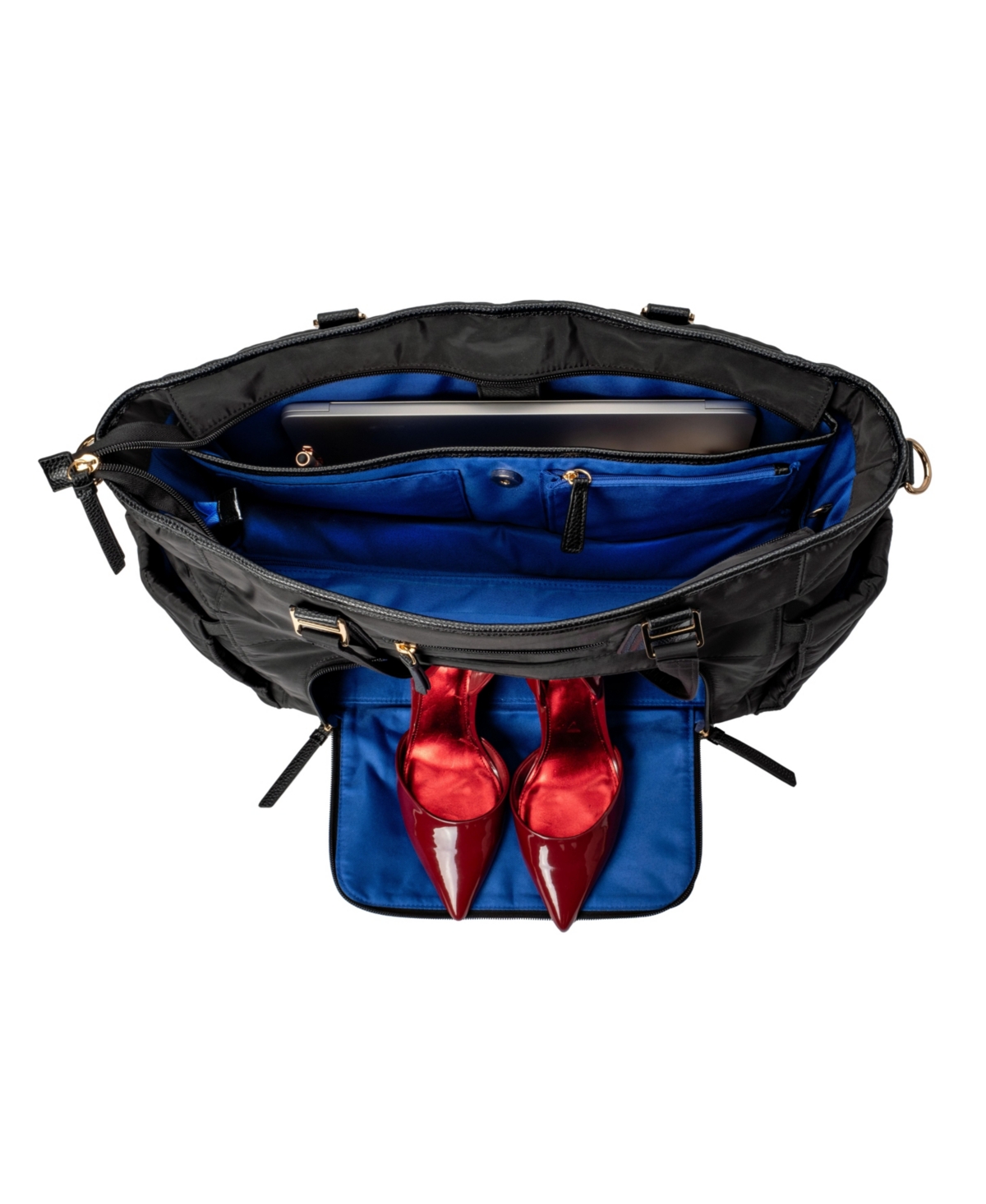Minkeeblue Convertible Organizational Ella Tote Bag With Lunch Bag In Black