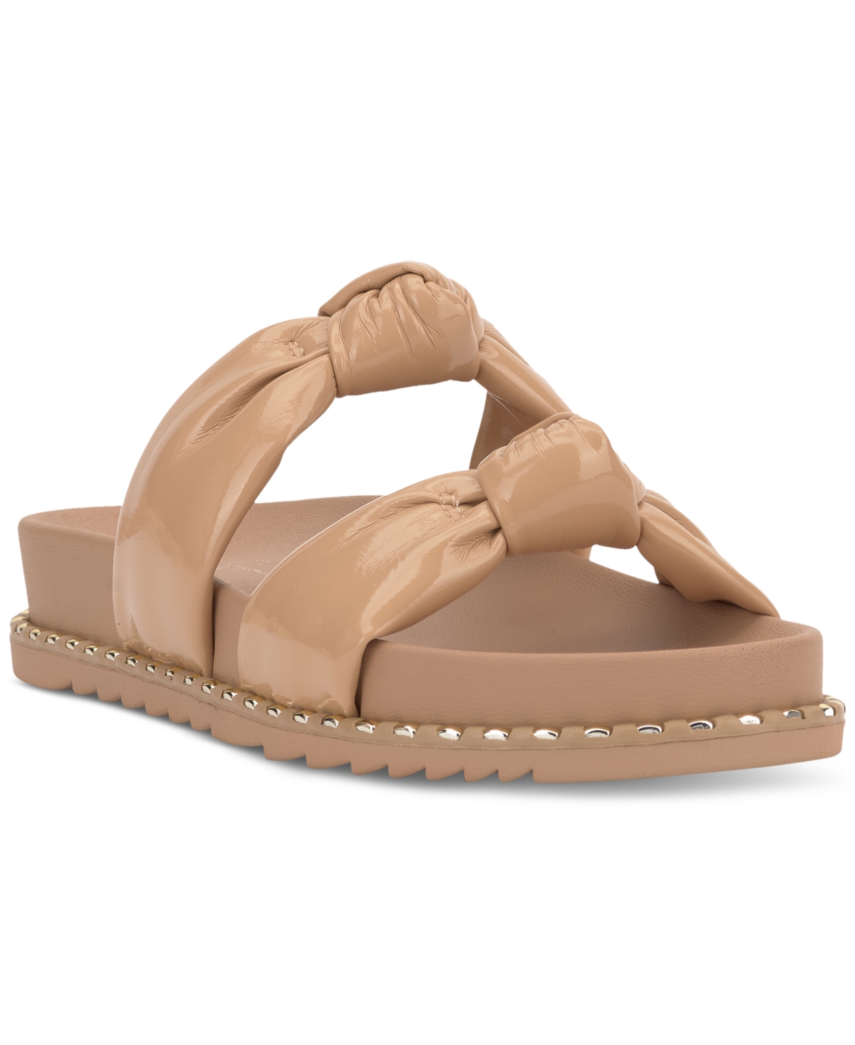 Jessica Simpson Caralyna Platform Slide Sandal In Praline Crinkle Patent