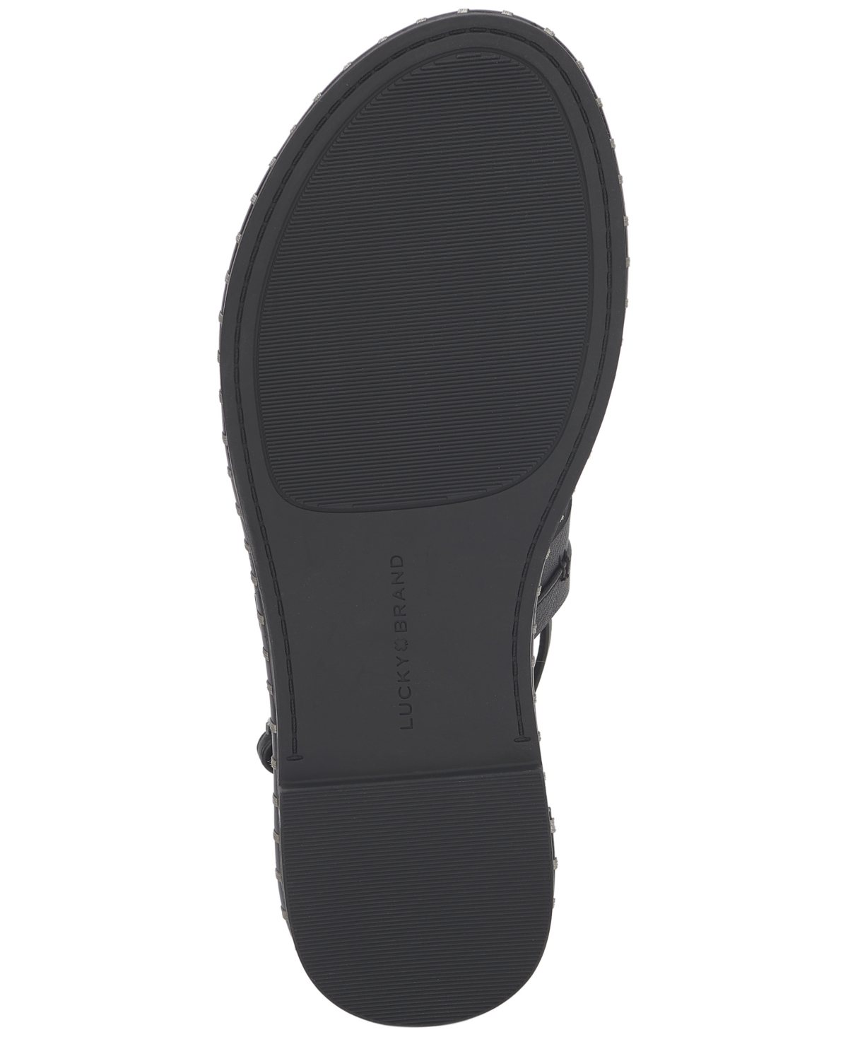 Shop Lucky Brand Women's Korina Embellished Strappy Gladiator Flat Sandals In Black Burnished Leather