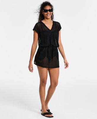 Women's Mesh Drawstring Tunic Swim Cover-Up