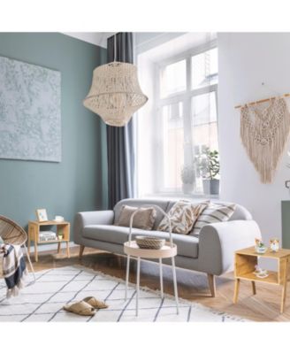 2 Pieces  Nightstand Sofa Table with Storage Shelf