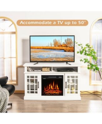48 Inch Electric Fireplace TV Stand with Cabinets for TVs Up to 50 Inch