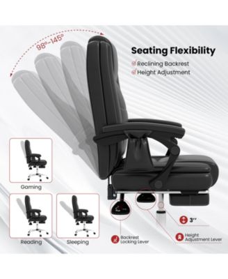 Massage Adjustable Executive Chair with Armrests and Retractable Footrest