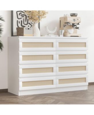 gaomon 8 Drawer Double Dresser for Bedroom, Rattan Chest of Dressers ...