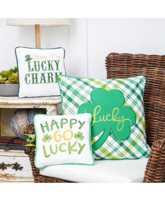 St. Patrick's Day "You're My Lucky Charm" Embroidered Small/Petite Accent Pillow, 10" x 10"