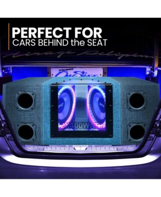 Dual Subwoofer Box System, 8'' Vented Enclosure, 800W Max, LED Lights